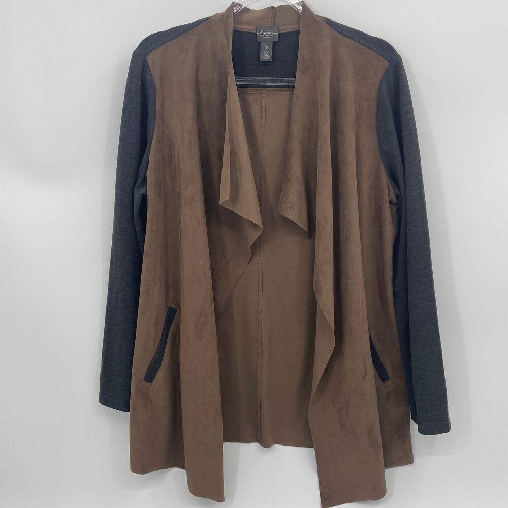 CHICO's Travelers Womens Faux Suede Cardigan Jacket Size 2 US  L Draping Relaxed